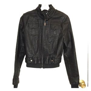 Jou Jou Faux Leather Bomber Jacket